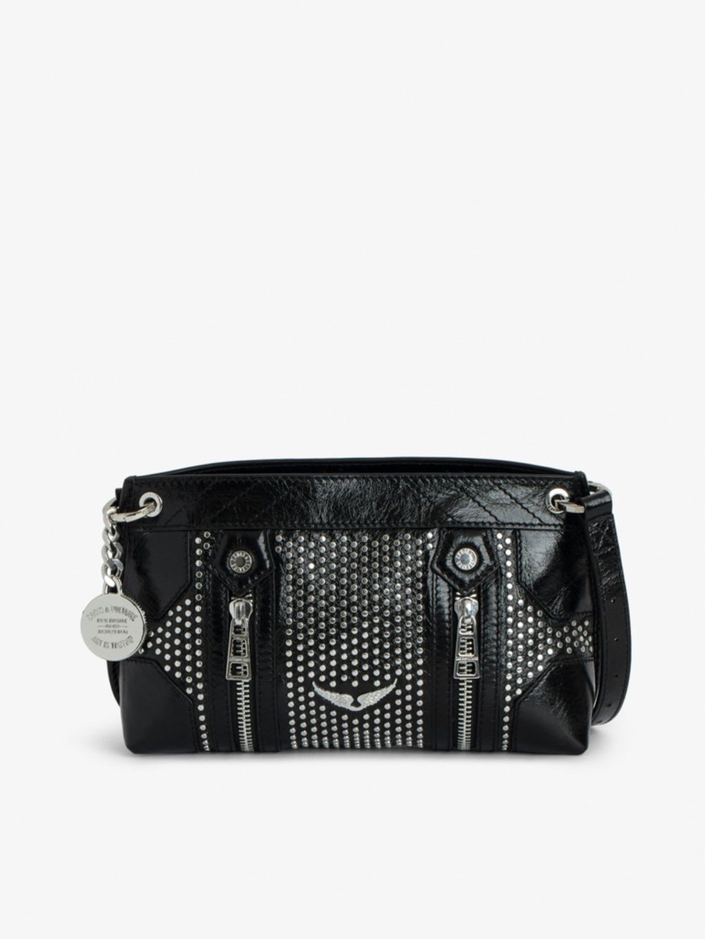 Zadig & Voltaire Black Studded Leather Wristlet